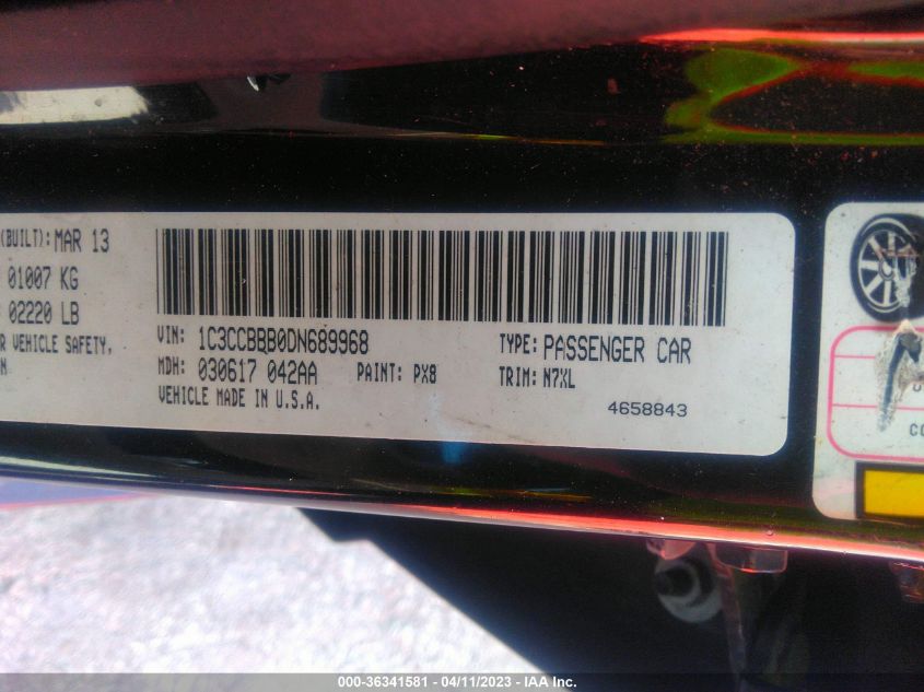 2013 CHRYSLER 200 TOURING - 1C3CCBBB0DN689968