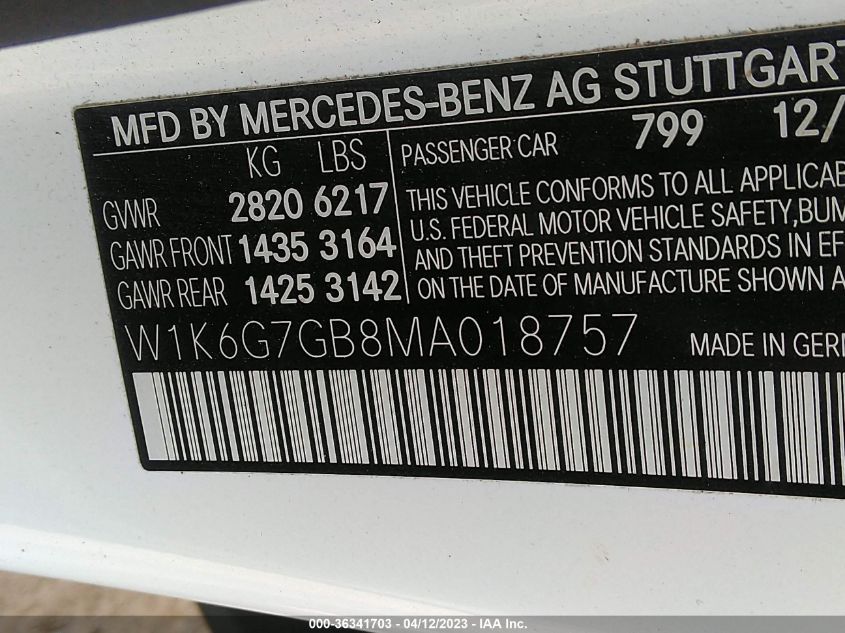 2021 MERCEDES-BENZ S-CLASS S 580 - W1K6G7GB8MA018757