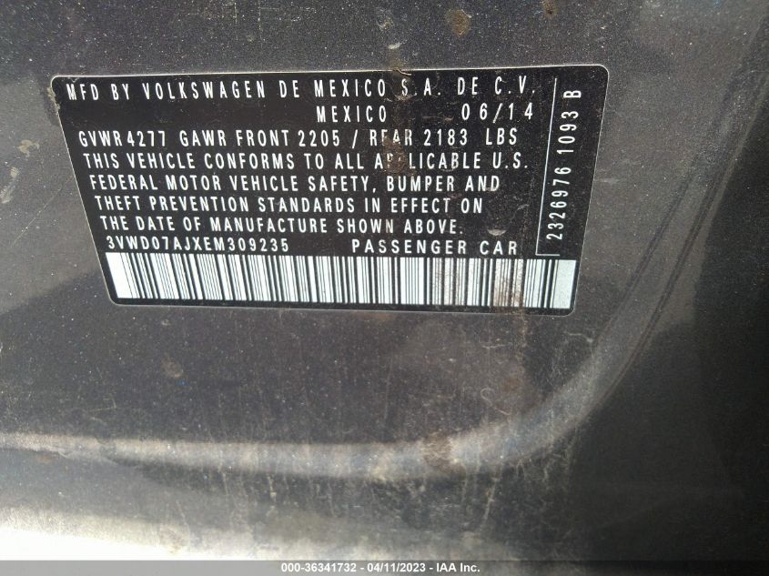 2014 VOLKSWAGEN JETTA SEDAN SE W/CONNECTIVITY - 3VWD07AJXEM309235