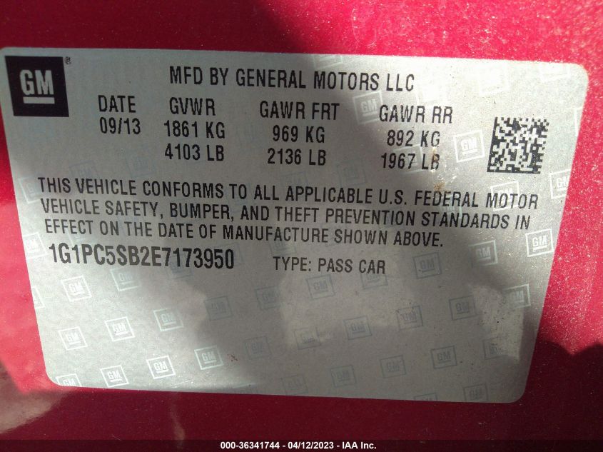 2014 CHEVROLET CRUZE 1LT - 1G1PC5SB2E7173950
