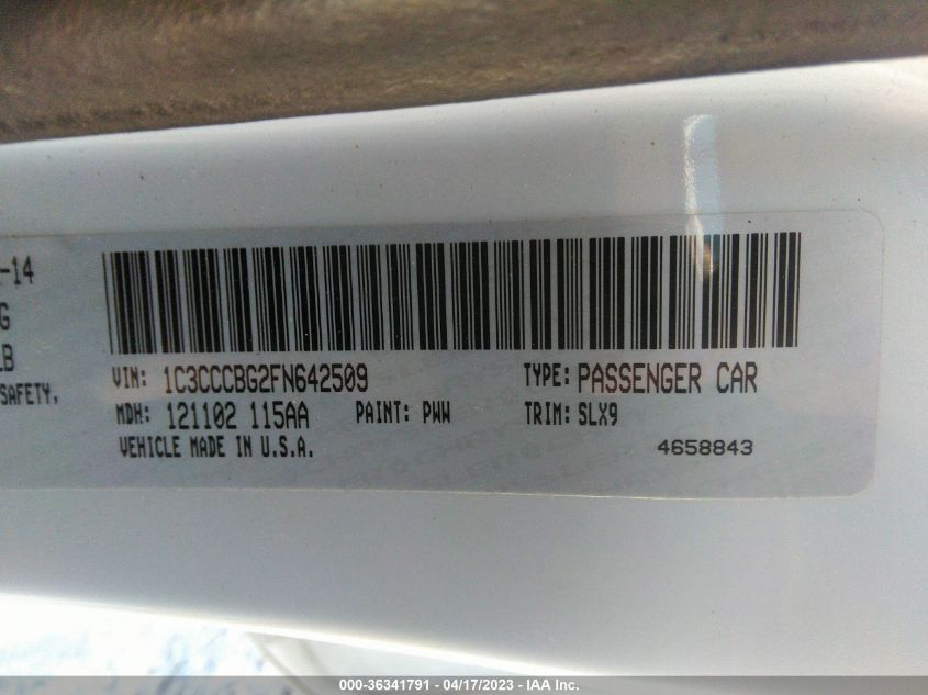 2015 CHRYSLER 200 S - 1C3CCCBG2FN642509