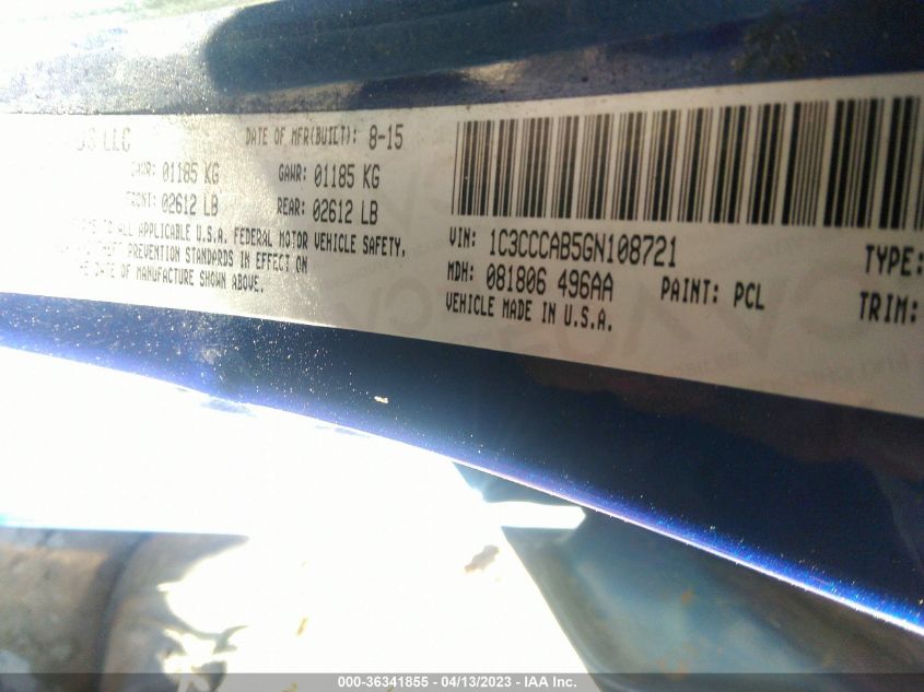 2016 CHRYSLER 200 LIMITED - 1C3CCCAB5GN108721