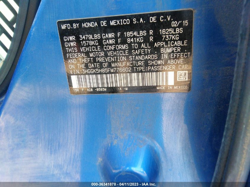 2015 HONDA FIT EX-L/EX - 3HGGK5H85FM776602