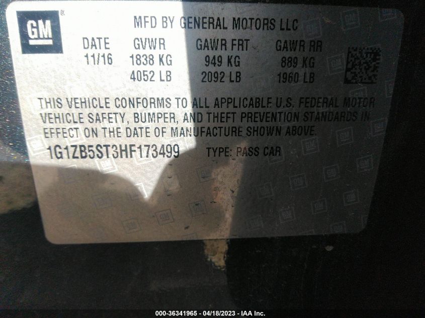 2017 CHEVROLET MALIBU LS - 1G1ZB5ST3HF173499