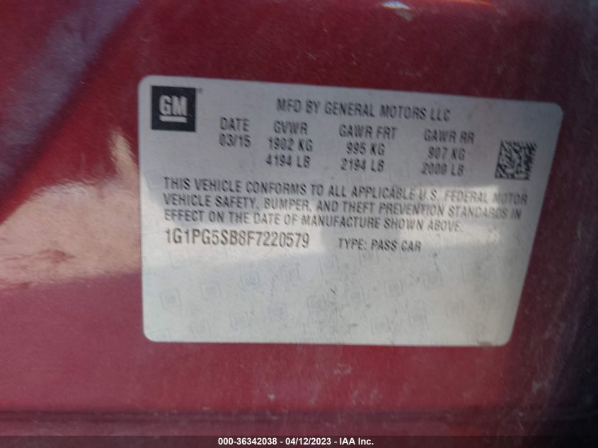 2015 CHEVROLET CRUZE LTZ - 1G1PG5SB8F7220579