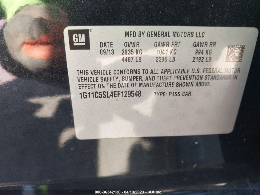 2014 CHEVROLET MALIBU LT - 1G11C5SL4EF129548