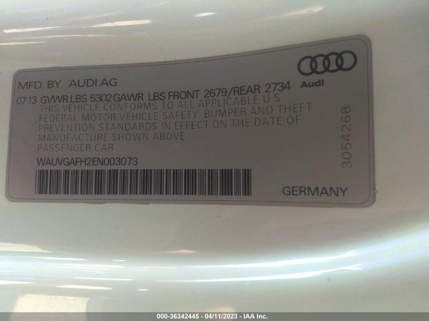 2014 AUDI S5 PRESTIGE WAUVGAFH2EN003073