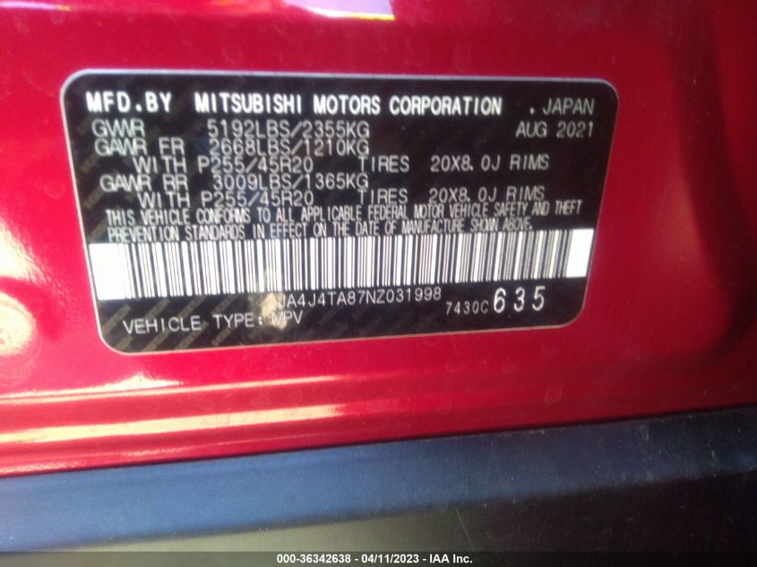 2022 MITSUBISHI OUTLANDER ES - JA4J4TA87NZ031998