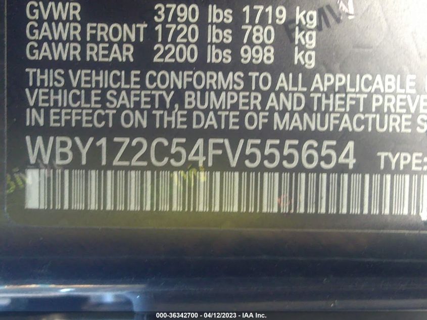 2015 BMW I3 WBY1Z2C54FV555654