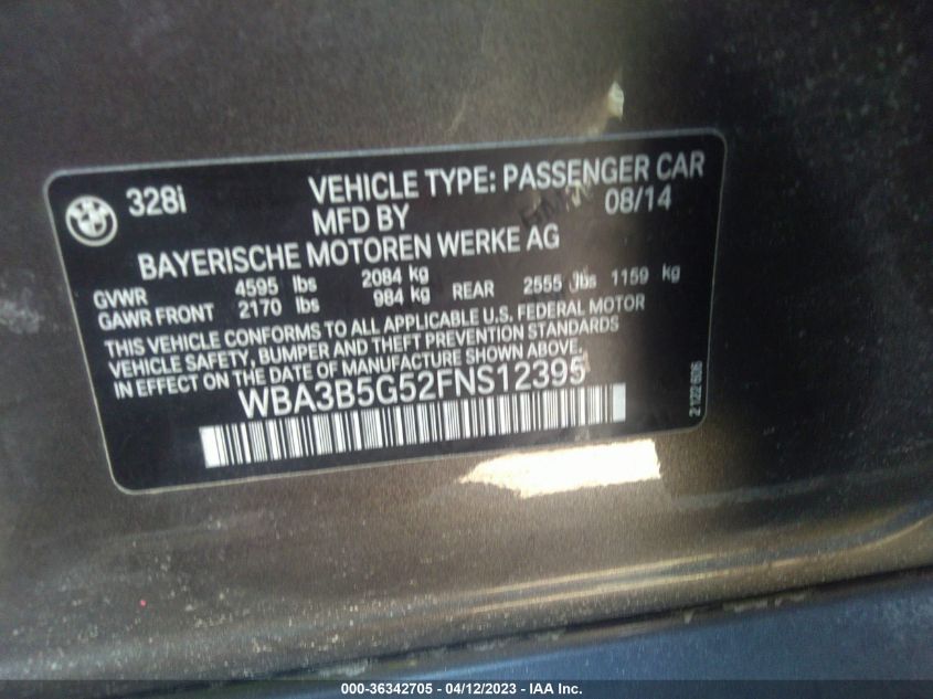 2015 BMW 3 SERIES 328I XDRIVE - WBA3B5G52FNS12395