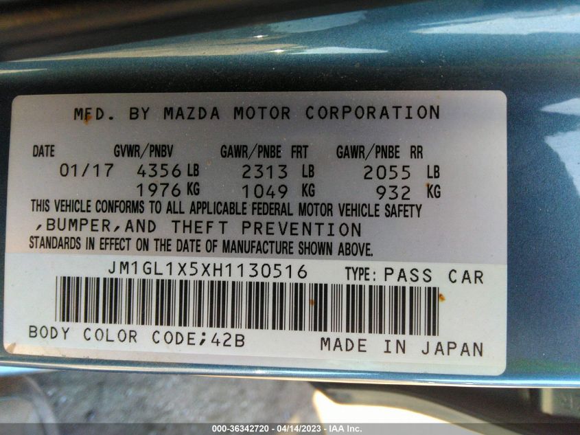 2017 MAZDA MAZDA6 GRAND TOURING - JM1GL1X5XH1130516