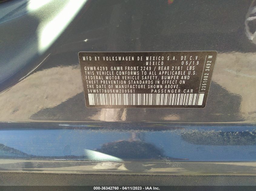2019 VOLKSWAGEN JETTA GLI S - 3VW5T7BU5KM209561