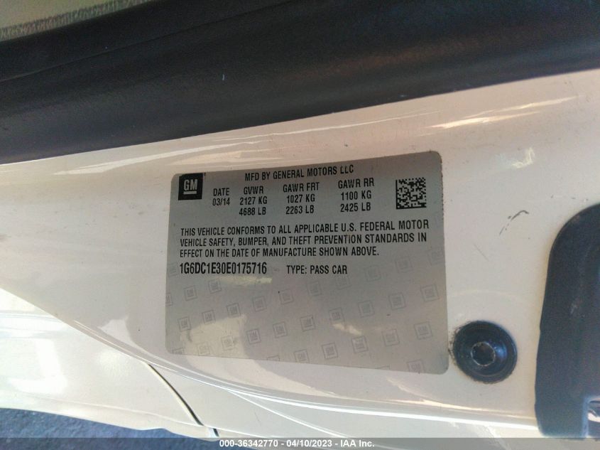 2014 CADILLAC CTS COUPE PERFORMANCE 1G6DC1E30E0175716