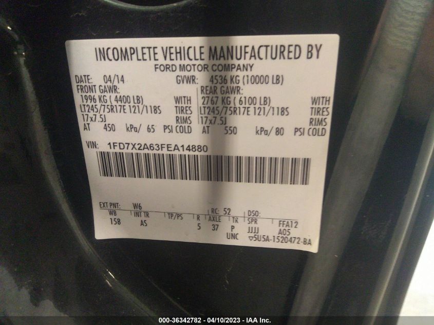 2015 FORD SUPER DUTY F-250 SRW XL/XLT - 1FD7X2A63FEA14880