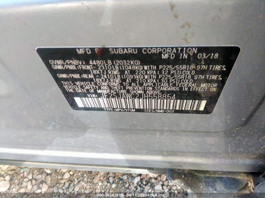 2018 SUBARU FORESTER TOURING - JF2SJAWC2JH558854