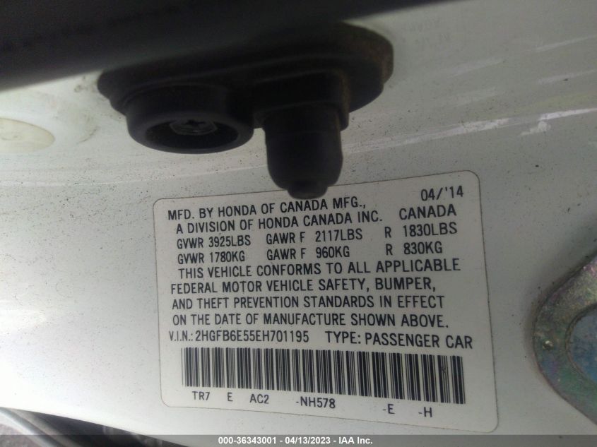 2014 HONDA CIVIC SEDAN SI - 2HGFB6E55EH701195