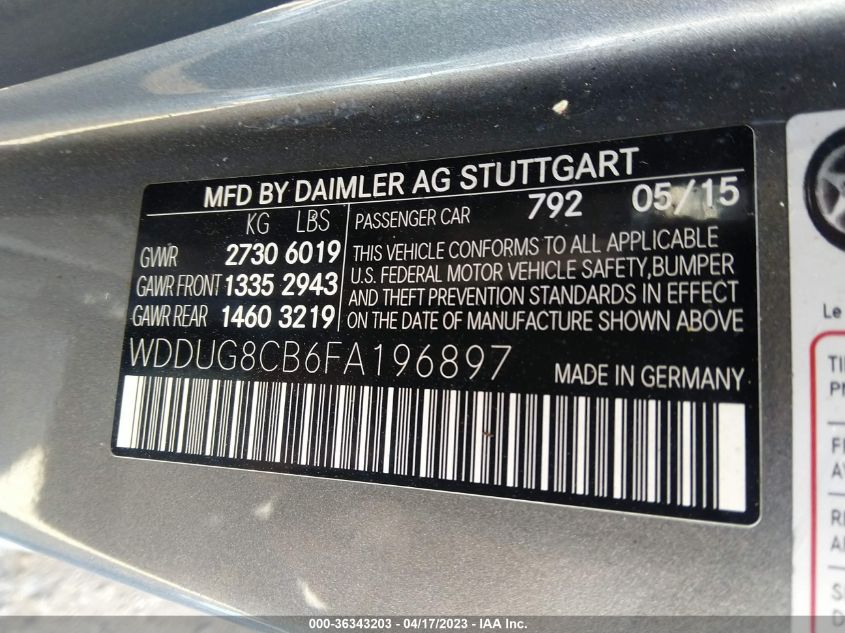 2015 MERCEDES-BENZ S-CLASS S 550 - WDDUG8CB6FA196897