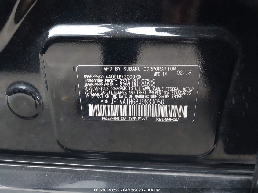 2018 SUBARU WRX LIMITED - JF1VA1H68J9833050