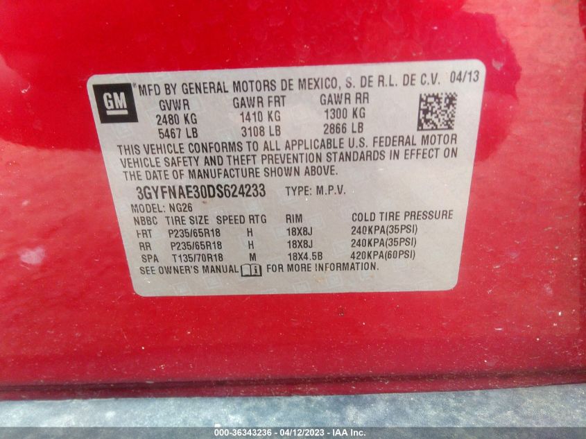2013 CADILLAC SRX BASE - 3GYFNAE30DS624233