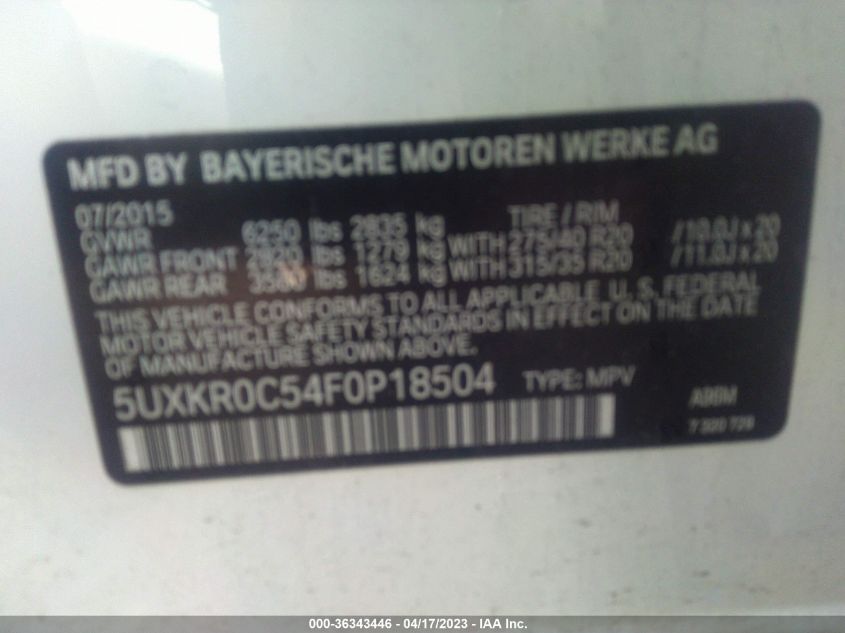 5UXKR0C54F0P18504 2015 BMW X5, photo no. 9