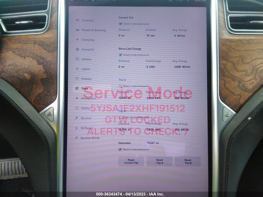 2017 TESLA MODEL S 100D/90D/75D/60D/P100D - 5YJSA1E2XHF191512