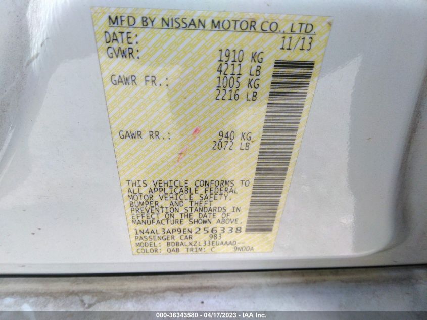 2014 NISSAN ALTIMA 2.5 SL - 1N4AL3AP9EN256338