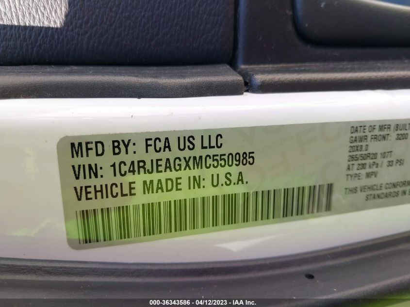 2021 JEEP GRAND CHEROKEE LAREDO X - 1C4RJEAGXMC550985