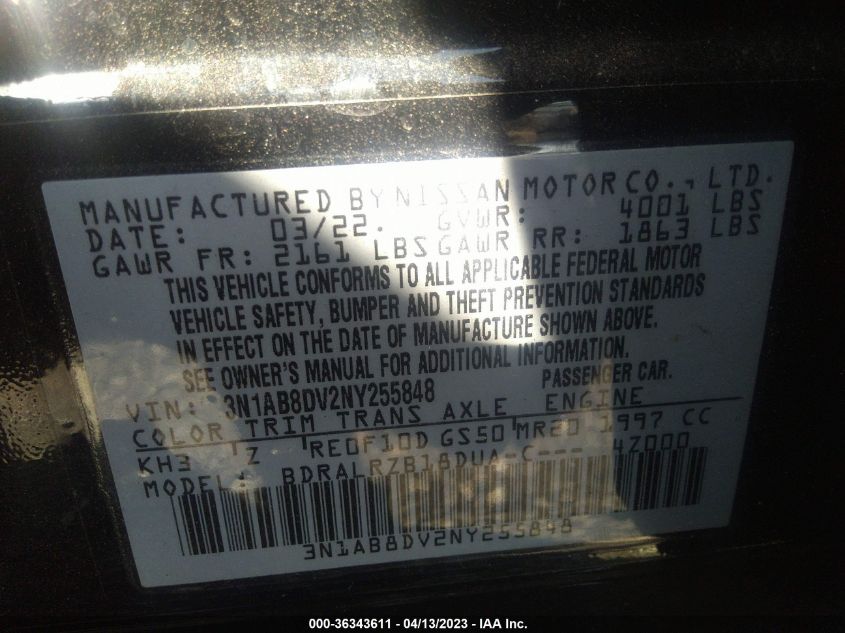 2022 NISSAN SENTRA SR - 3N1AB8DV2NY255848