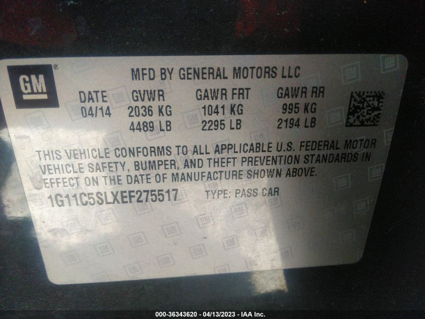 2014 CHEVROLET MALIBU LT - 1G11C5SLXEF275517