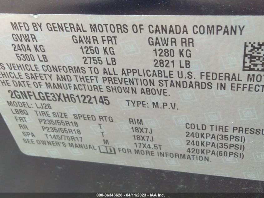 2017 CHEVROLET EQUINOX PREMIER - 2GNFLGE3XH6122145