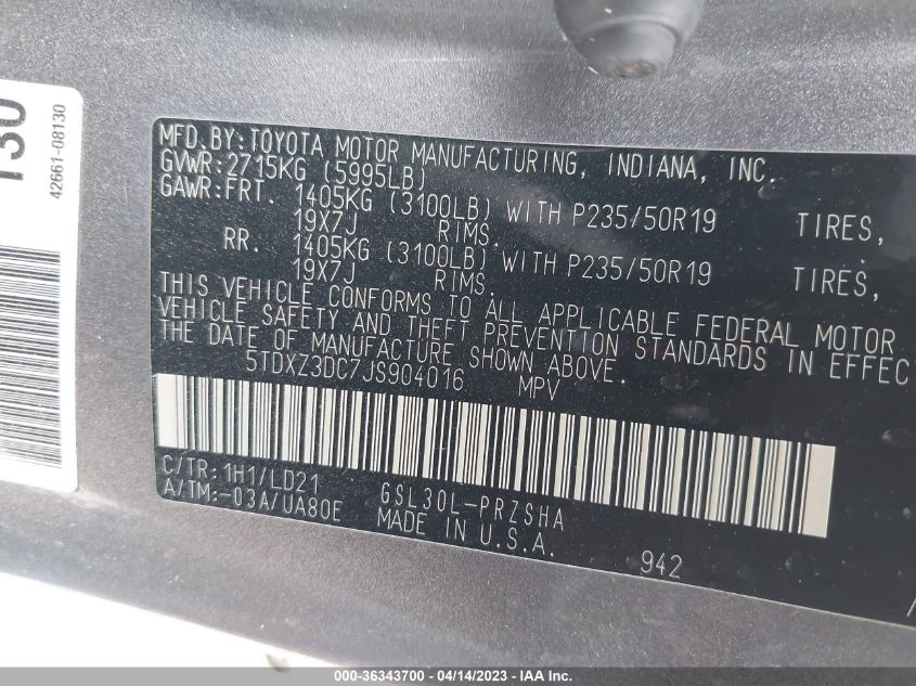 2018 TOYOTA SIENNA SE - 5TDXZ3DC7JS904016