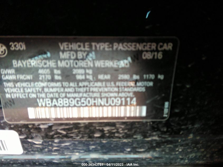 2017 BMW 3 SERIES 330I - WBA8B9G50HNU09114