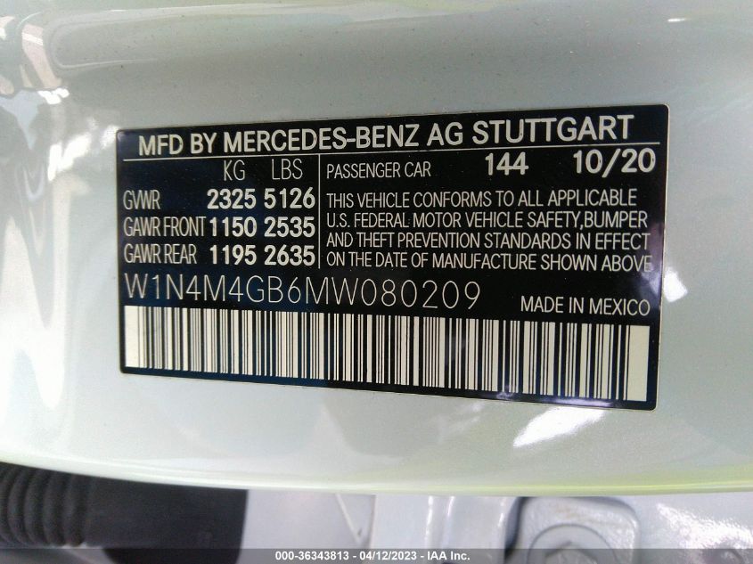 2021 MERCEDES-BENZ GLB GLB 250 - W1N4M4GB6MW080209