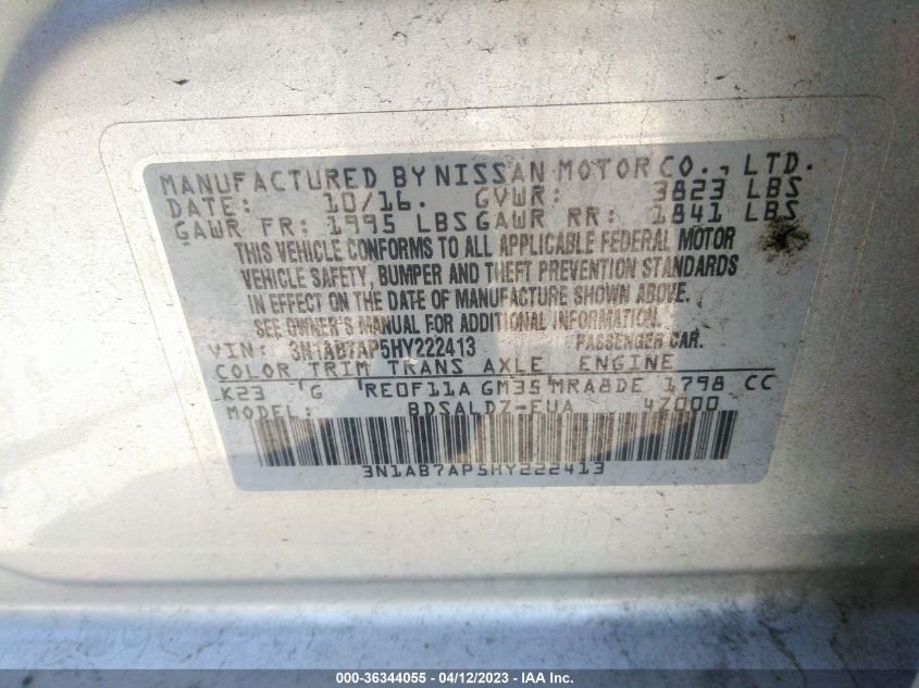 2017 NISSAN SENTRA SV - 3N1AB7AP5HY222413