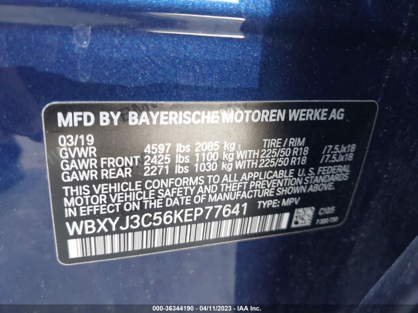 2019 BMW X2 SDRIVE28I WBXYJ3C56KEP77641