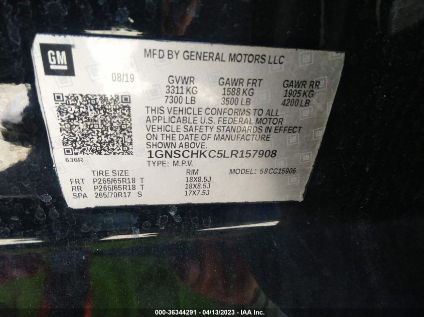 2020 CHEVROLET SUBURBAN LT - 1GNSCHKC5LR157908