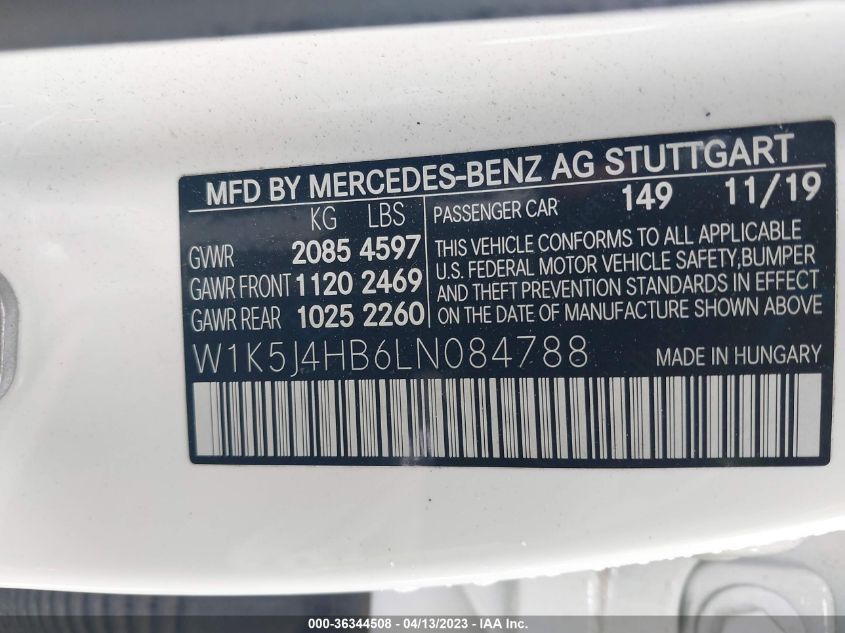 2020 MERCEDES-BENZ CLA CLA 250 - W1K5J4HB6LN084788