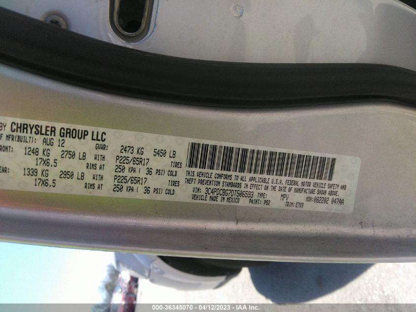 2013 DODGE JOURNEY SXT - 3C4PDCBG7DT506593