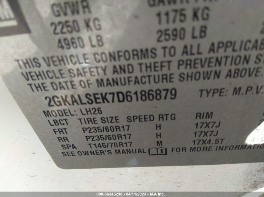 2013 GMC TERRAIN SLE - 2GKALSEK7D6186879