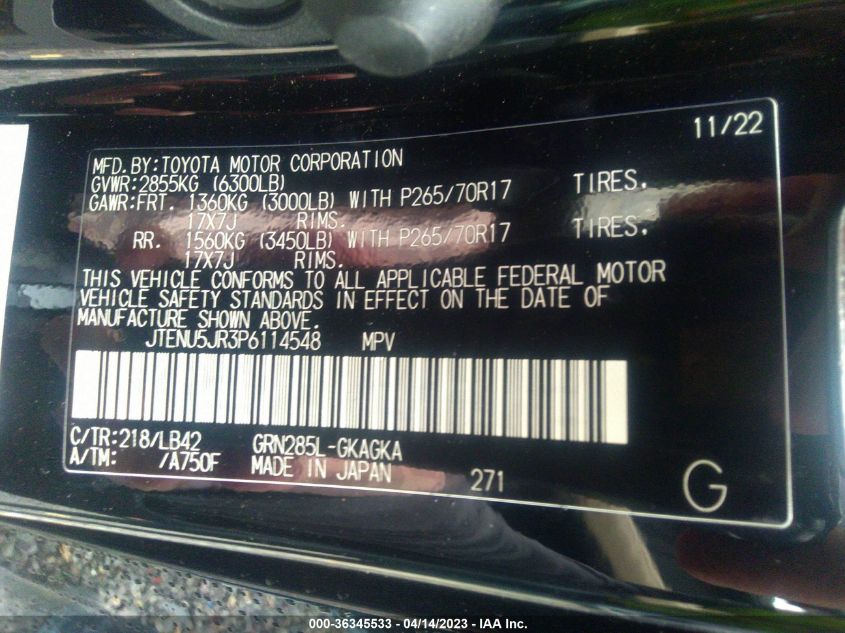 2023 TOYOTA 4RUNNER SR5 PREMIUM - JTENU5JR3P6114548