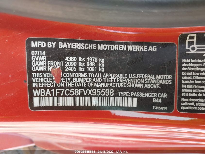 2015 BMW 2 SERIES 228I XDRIVE - WBA1F7C58FVX95598