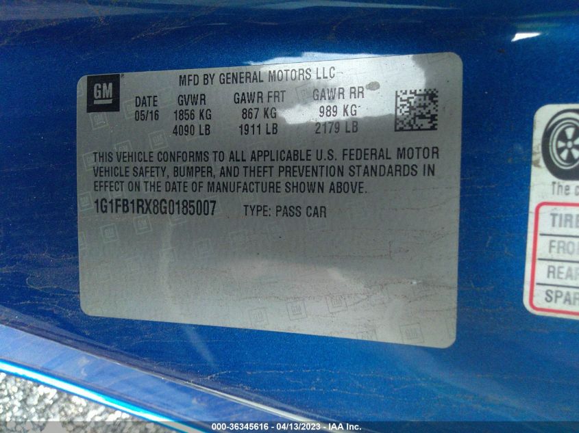2016 CHEVROLET CAMARO 1LT - 1G1FB1RX8G0185007
