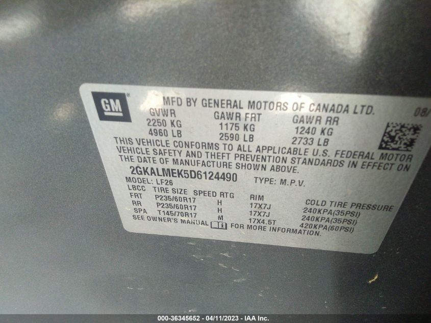 2013 GMC TERRAIN SLE - 2GKALMEK5D6124490