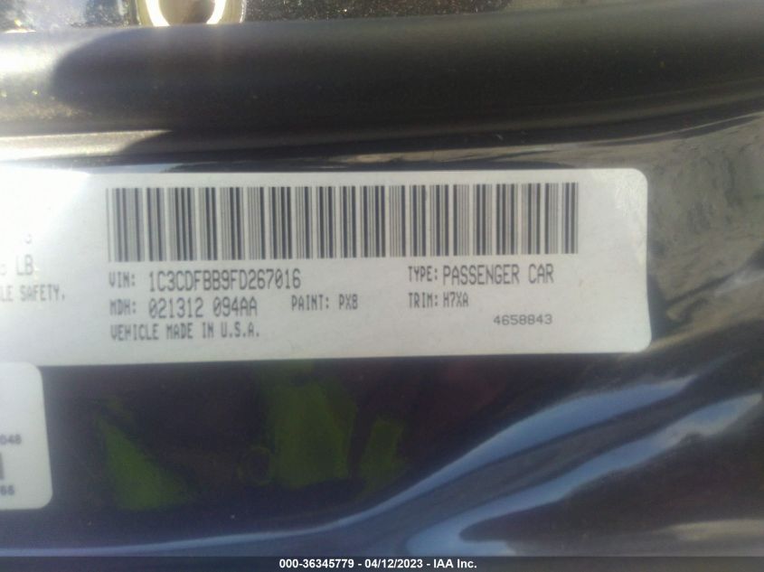 2015 DODGE DART SXT - 1C3CDFBB9FD267016
