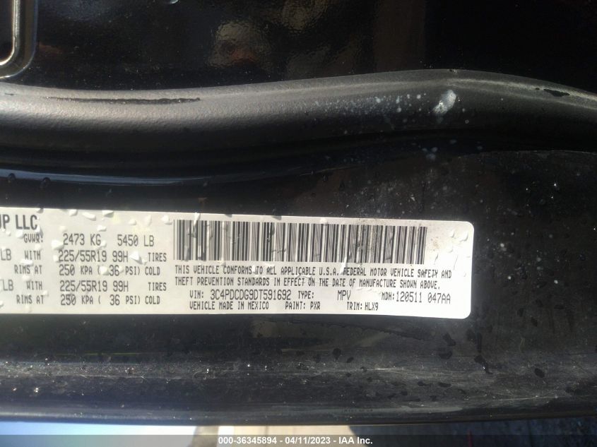 2013 DODGE JOURNEY CREW - 3C4PDCDG9DT591692