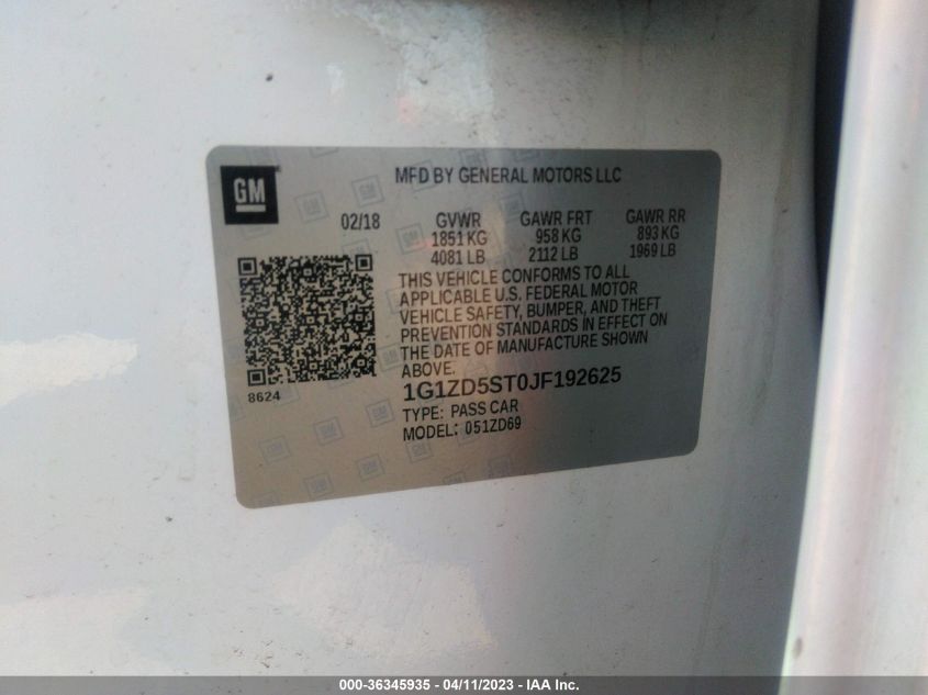2018 CHEVROLET MALIBU LT - 1G1ZD5ST0JF192625