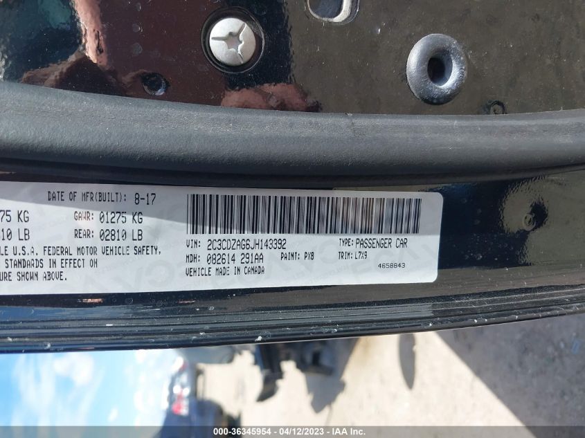 2018 DODGE CHALLENGER SXT - 2C3CDZAG6JH143392