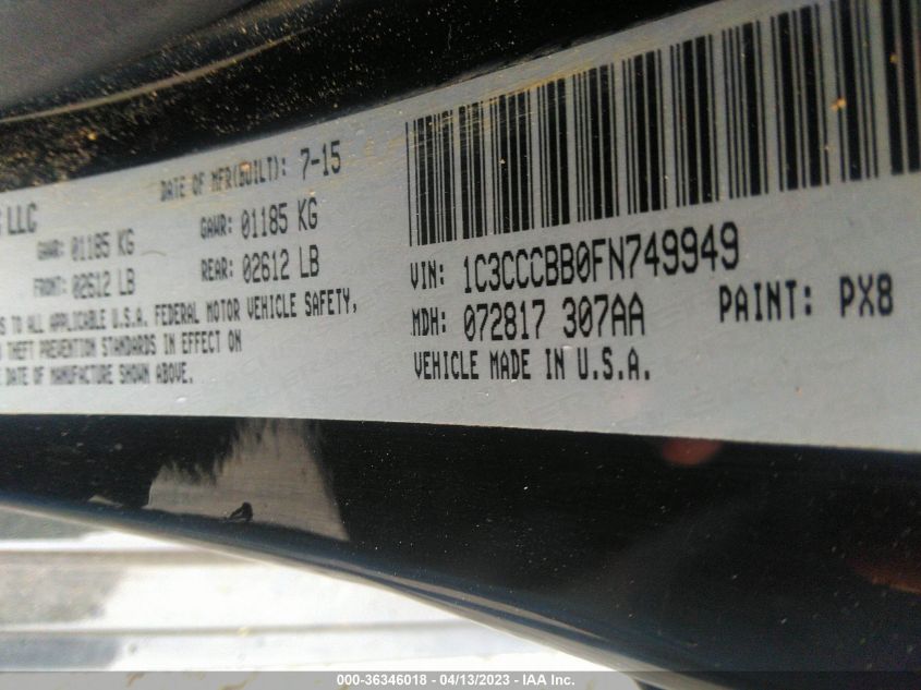 2015 CHRYSLER 200 S - 1C3CCCBB0FN749949