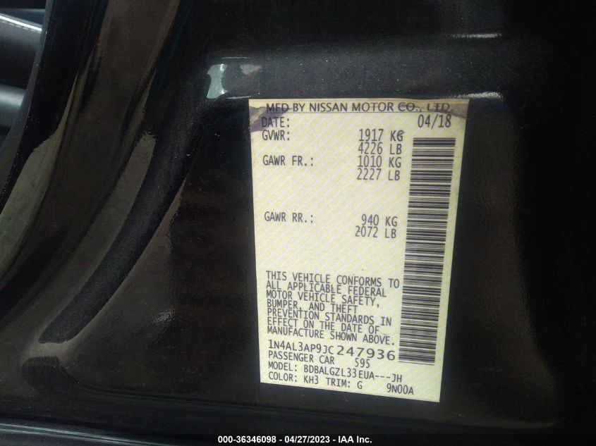 2018 NISSAN ALTIMA 2.5 S - 1N4AL3AP9JC247936