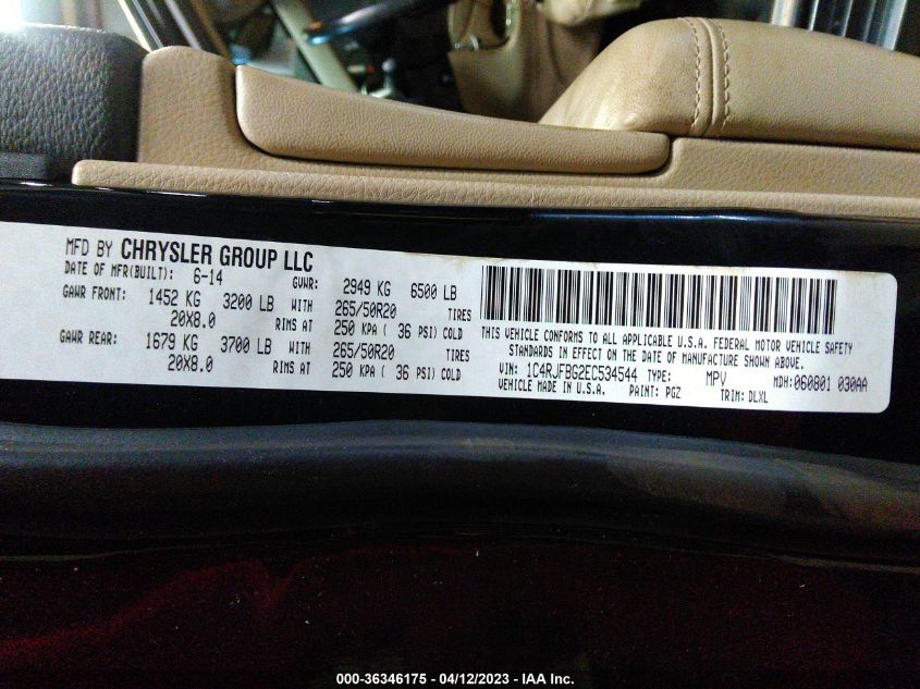 2014 JEEP GRAND CHEROKEE LIMITED - 1C4RJFBG2EC534544